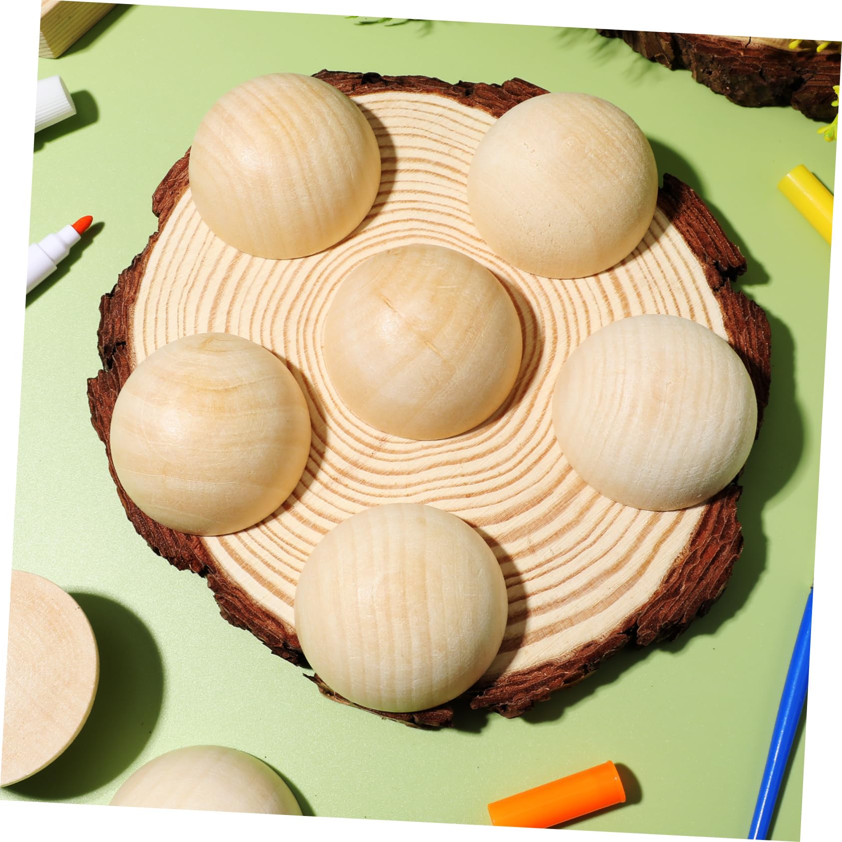 40 Medias Bolas de Madera sin Terminar, Superficie Lisa, 5cm, para Manualidades y Decoración, Fáciles de Pintar