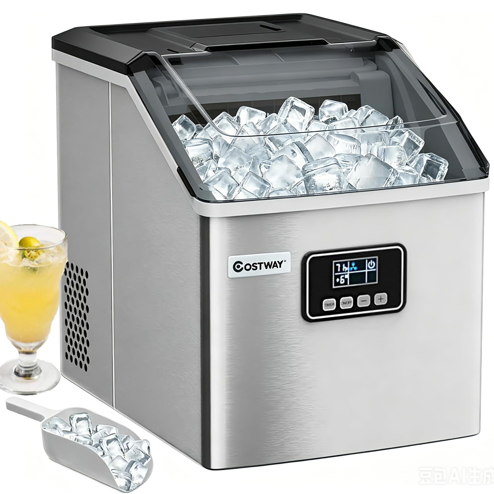 COSTWAY 22kg/24H Ice Maker Machine Countertop, 24 Ice Cubes in 13 Mins