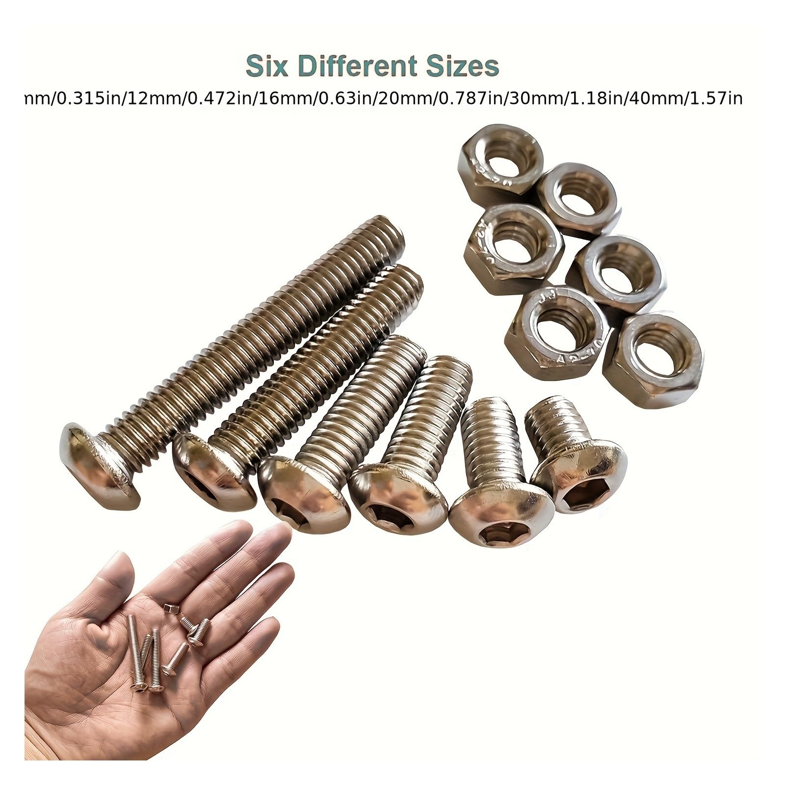 Assortiment de 84 boulons à tête cylindrique hexagonale M6 x 8 mm, 12 mm, 16 mm, 20 mm, 30 mm et 40 mm, écrous et vis en acier inoxydable 304 à six pans creux