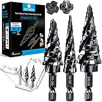 Vista 16 de Juego de brocas escalonadas M35 con cuatro ranuras en espiral de 1/4"-3/4" (9 tamaños), broca escalonada Unibit de 1/4" con vástago hexagonal, broca