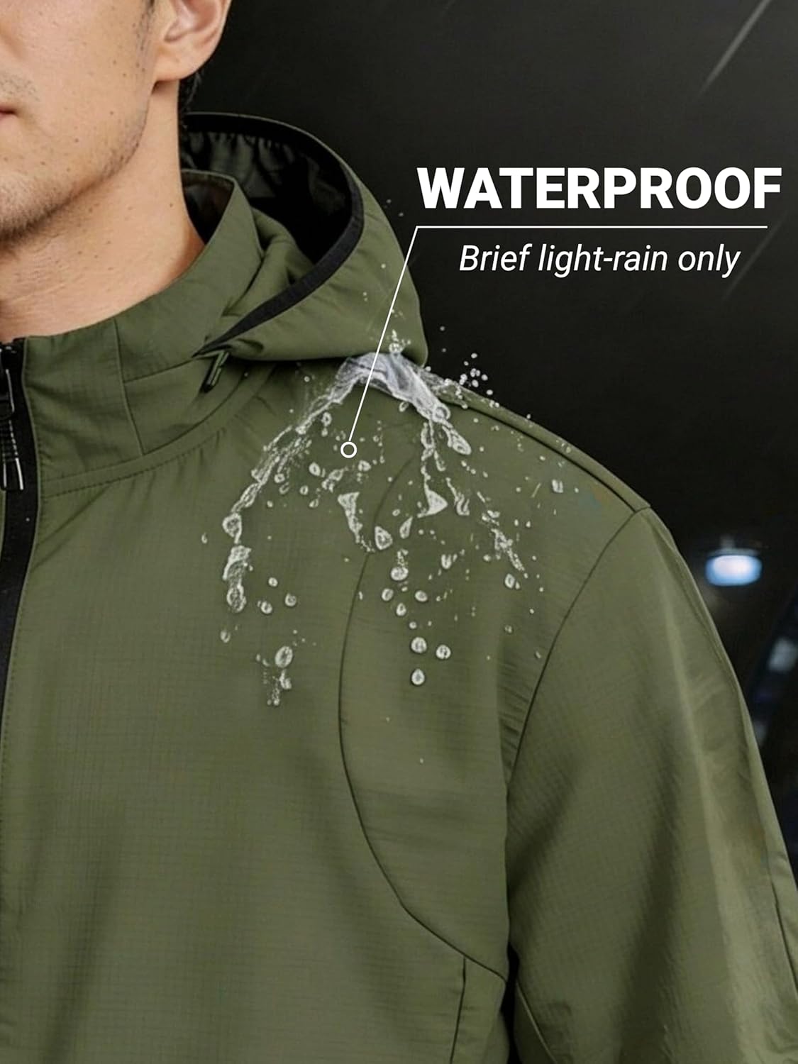 Simbora Jackets for Men,Lightweight Water Resistant Windbreaker,Zip Rain Jacket Hidden Hood Breathable Running Softshell