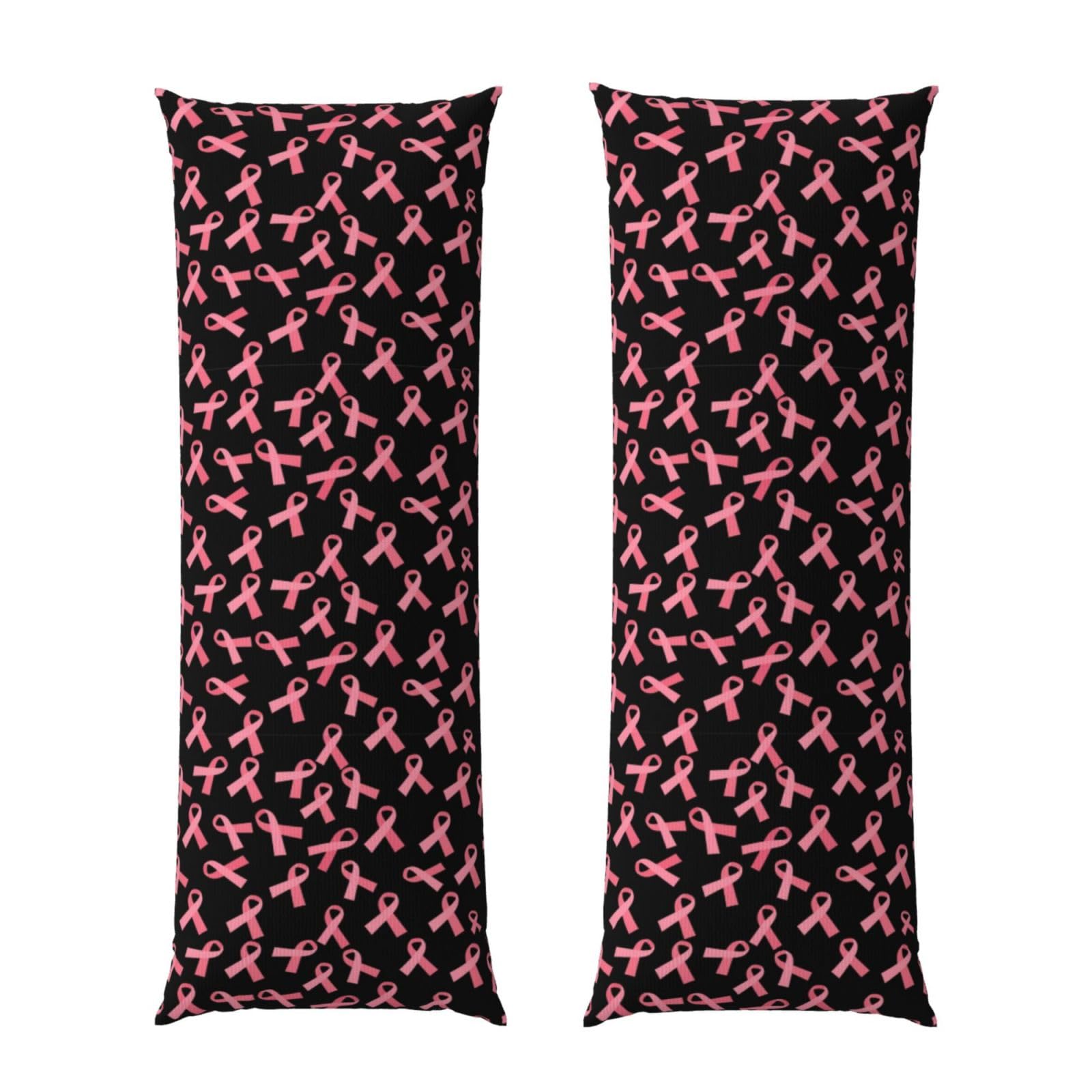 Body Pillowcase 20x60 Inch, Breast Cancer Awareness Ribbons Pink, Luxury Soft Pillow Cover with Zipper, Breathable Microfiber Fabric, for Men Women Bedroom Couch