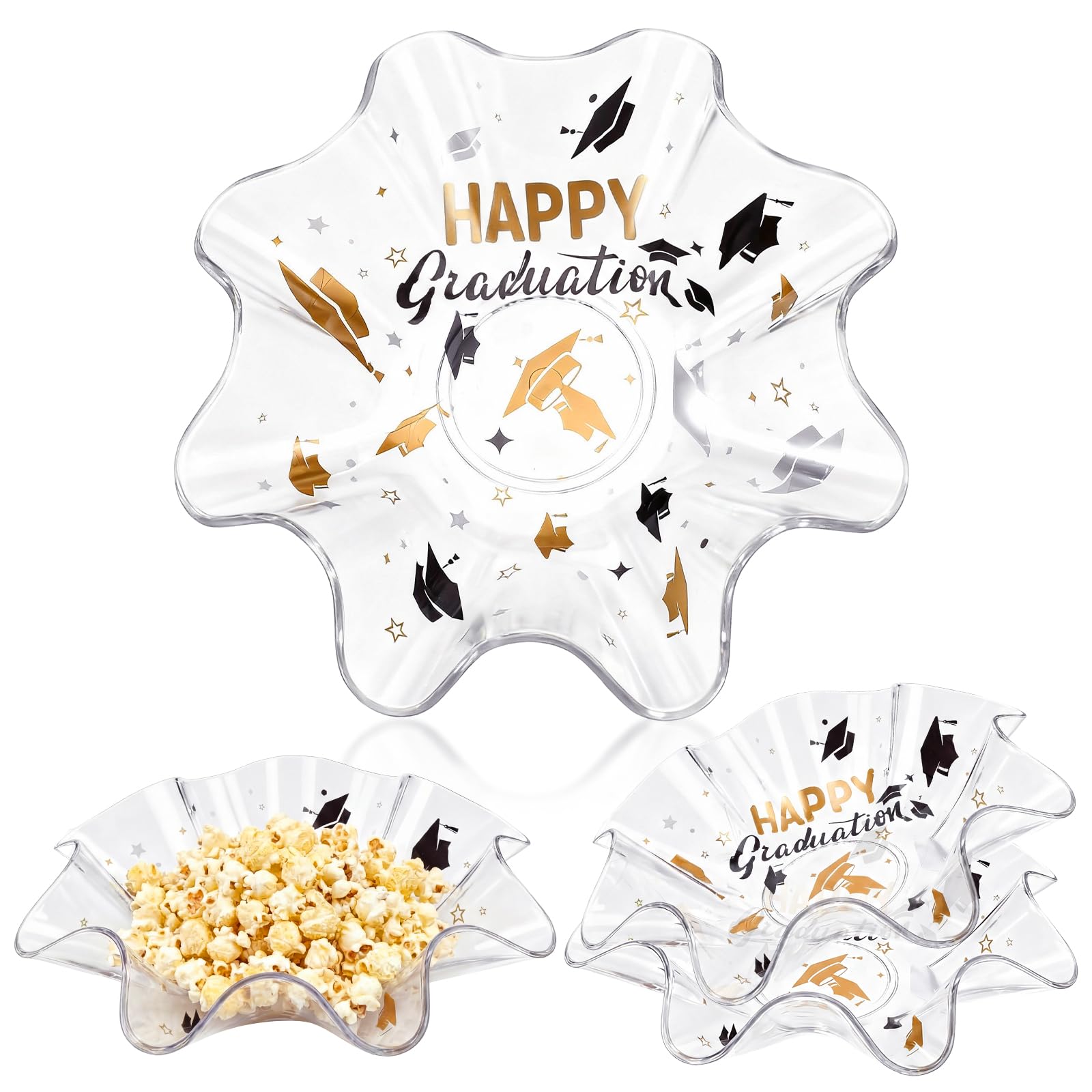 Tioncy 4 Pcs Graduation Bowls Plastic Graduation Party Serving Dish 8 Inch Class of 2026 Grad Cap Toss Candy Bowls Reusable for Food Snack Fruit Tableware for Grad Party Supplies and Decoration