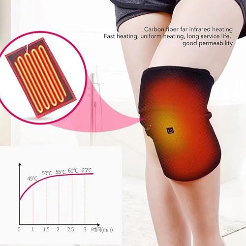 Miniatura 7 de Rodillera calefactora, rodillera calentada, fuente de alimentación USB negra, algodón, 3 engranajes, portátil para mantener el calor