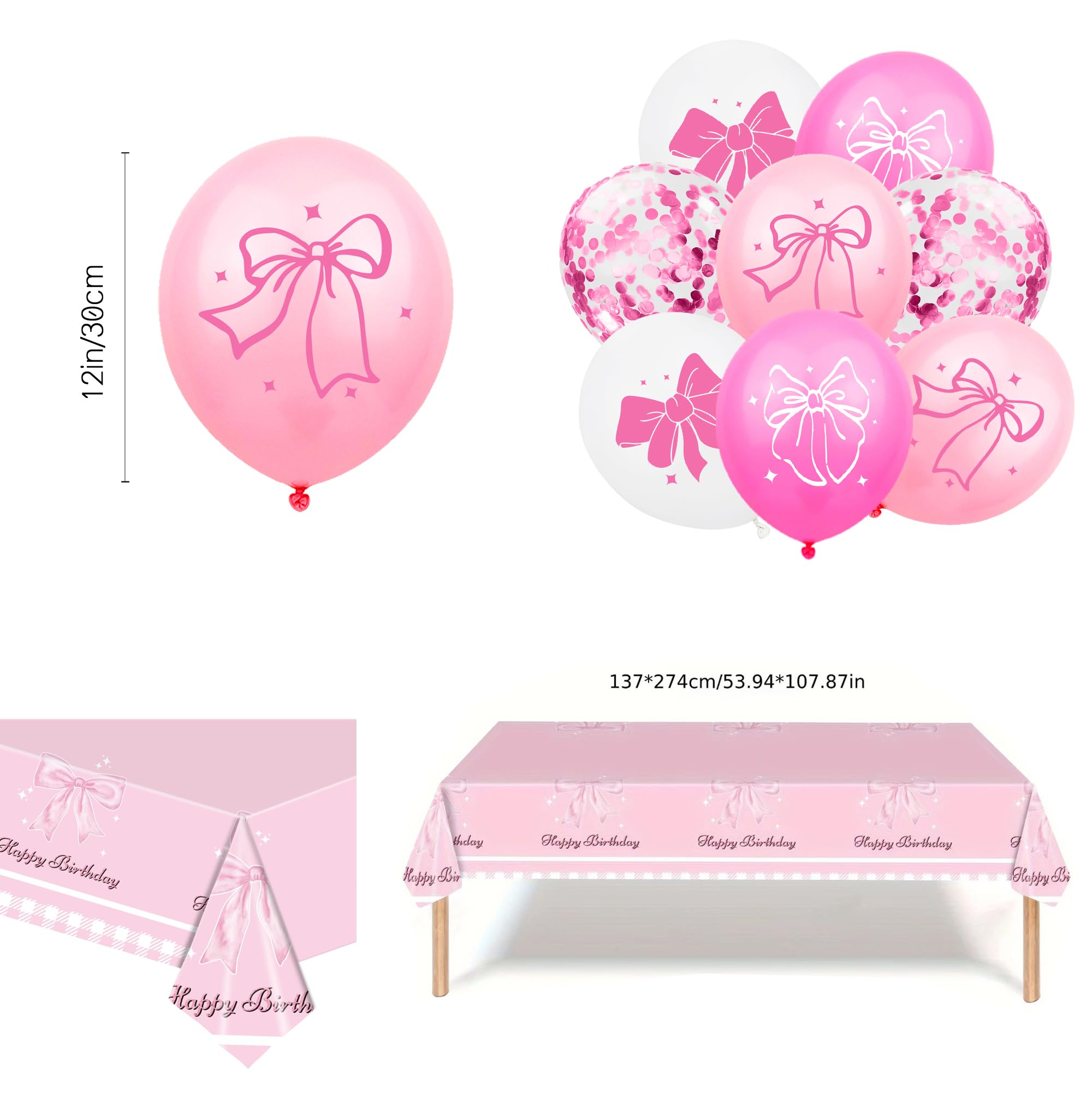 Decoraciones De Fiesta De Cumpleaños Con Lazo Rosa, Pancarta De Fiesta De Cumpleaños Con Temática De