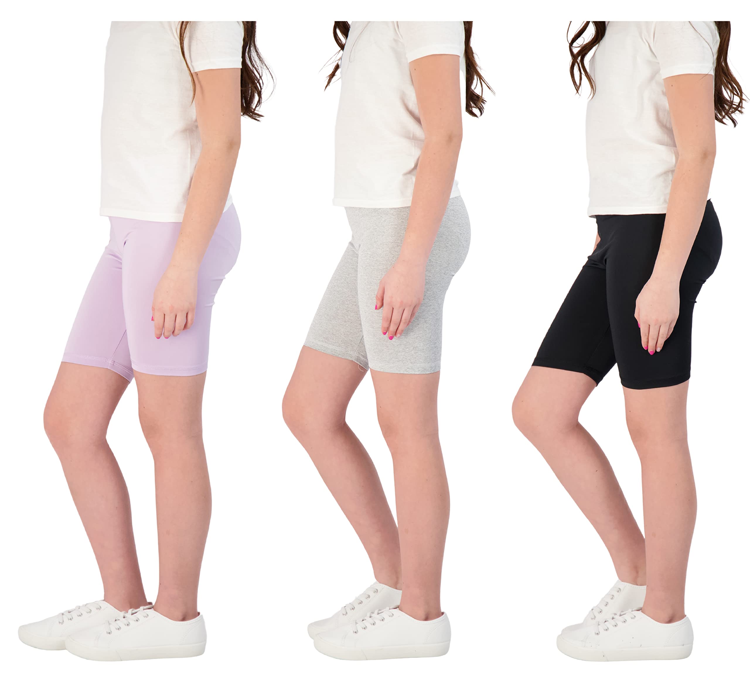 Hind3-Pack Girls Athletic Shorts, Bike Shorts, Workout Clothes for Girls