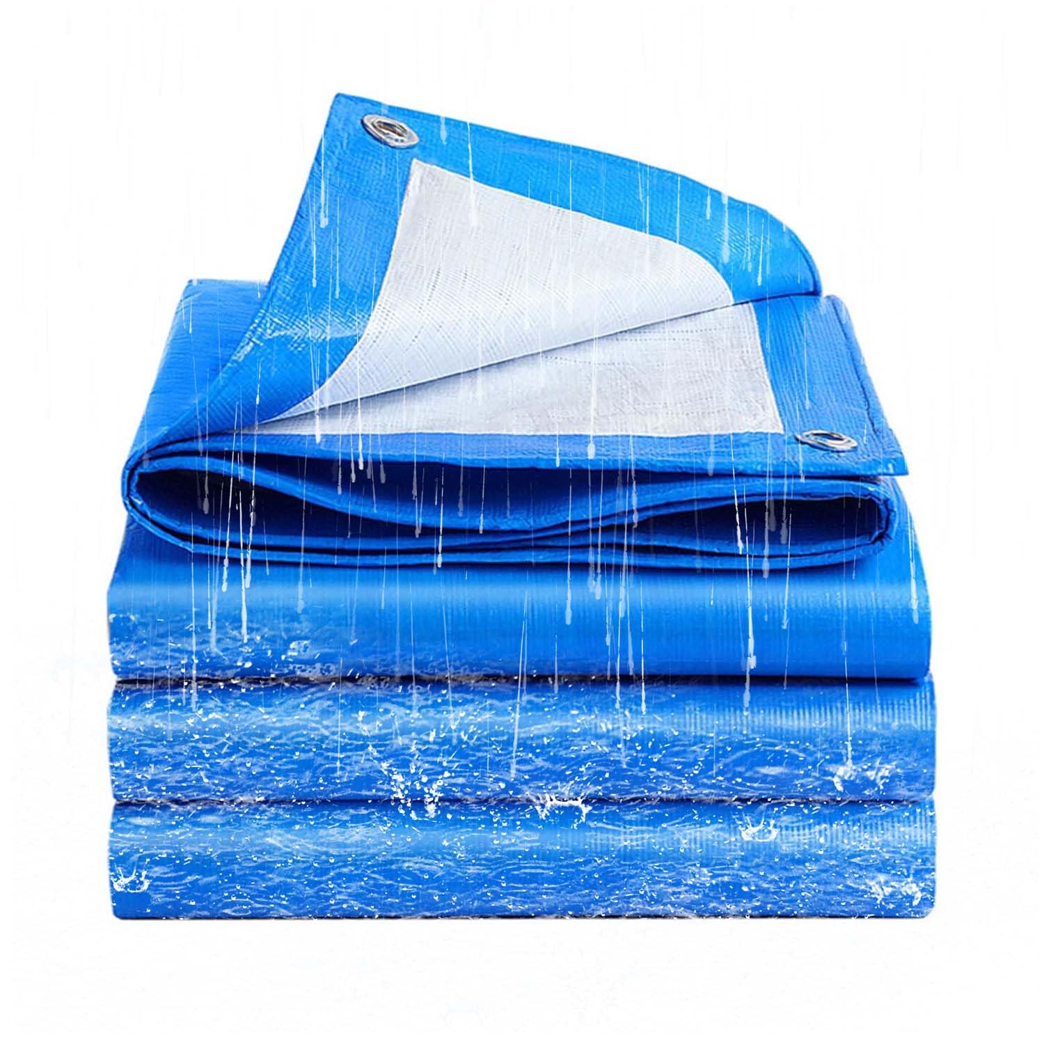 Ffsaacol Heavy Duty Waterproof PE Tarpaulin, Vinyl Tarp Cover with Metal Grommets, Double-Sided Waterproof Tarp for Outdoors Patio, Pool, Boat, Roof, Camping 1, 4x4m/13x13ft