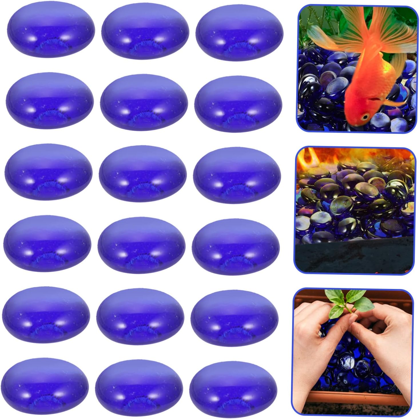 1bag Aquarium Glass Gravels Multi-use Fireplace Glass Beads Fish Tank Stone Decor Fire Pit Flower Pot Stones Decor
