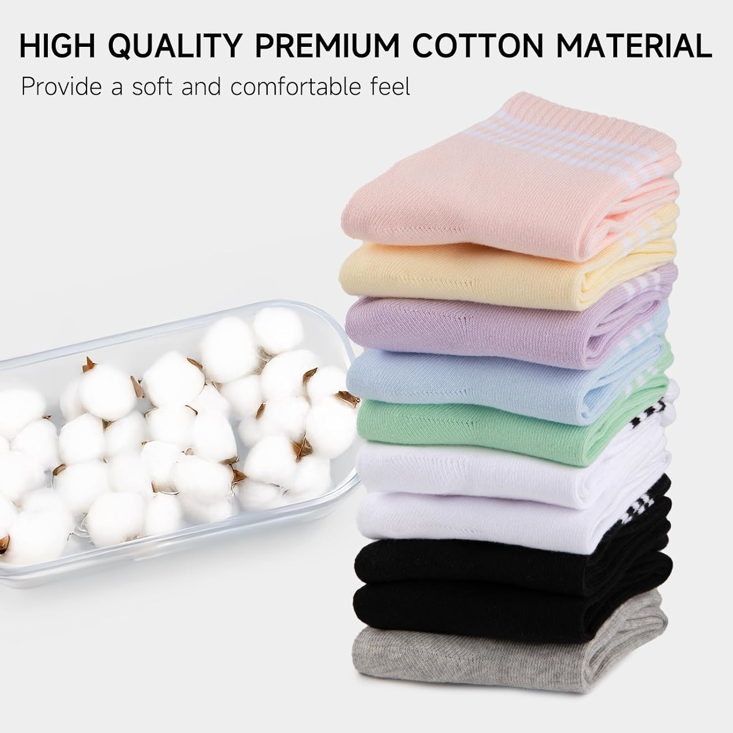 Heatuff Womens Ankle Quarter Socks Cotton Striped Athletic Casual Mini Crew Socks for Women (5 Pairs) - Image 4