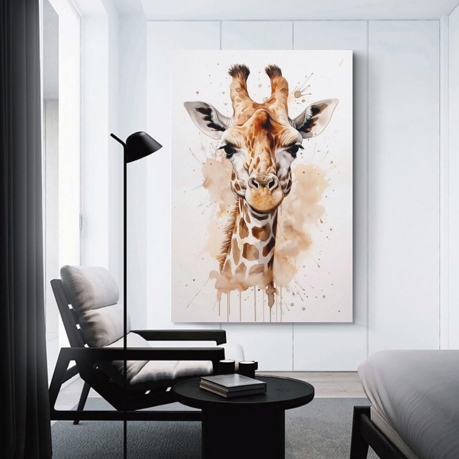 Junmoney Wall Art Print Giraffe Watercolor(2), 12x18inch(30x45cm), for Study, Office Or Focused Interiors, Decorative Artwork for Productive Spaces
