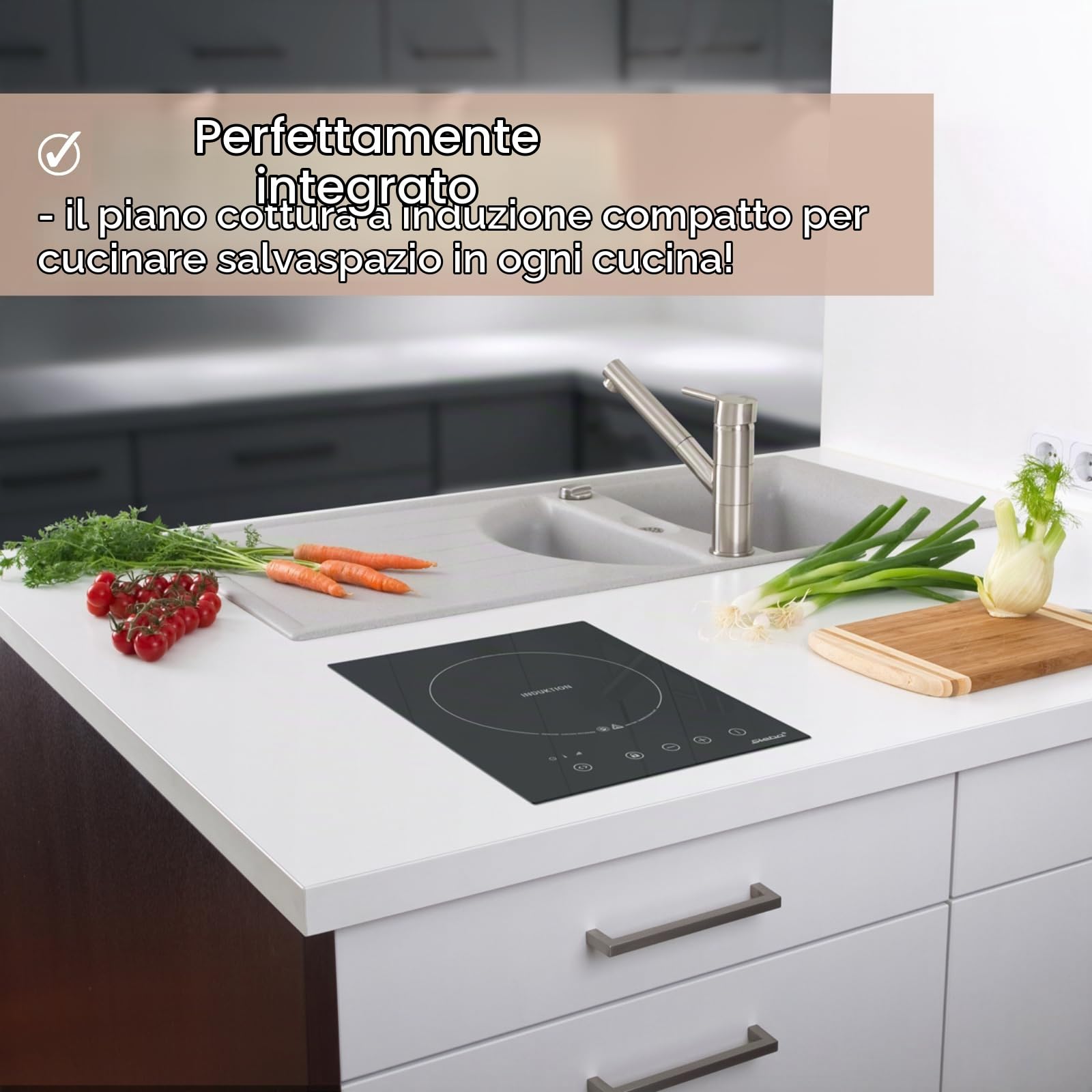 Steba Piano cottura a induzione da incasso, superficie in vetroceramica su 28,0 x 28,0 cm, montaggio a incasso, 10 livelli di potenza, Touch Control, 2000 Watt, IK 60 E
