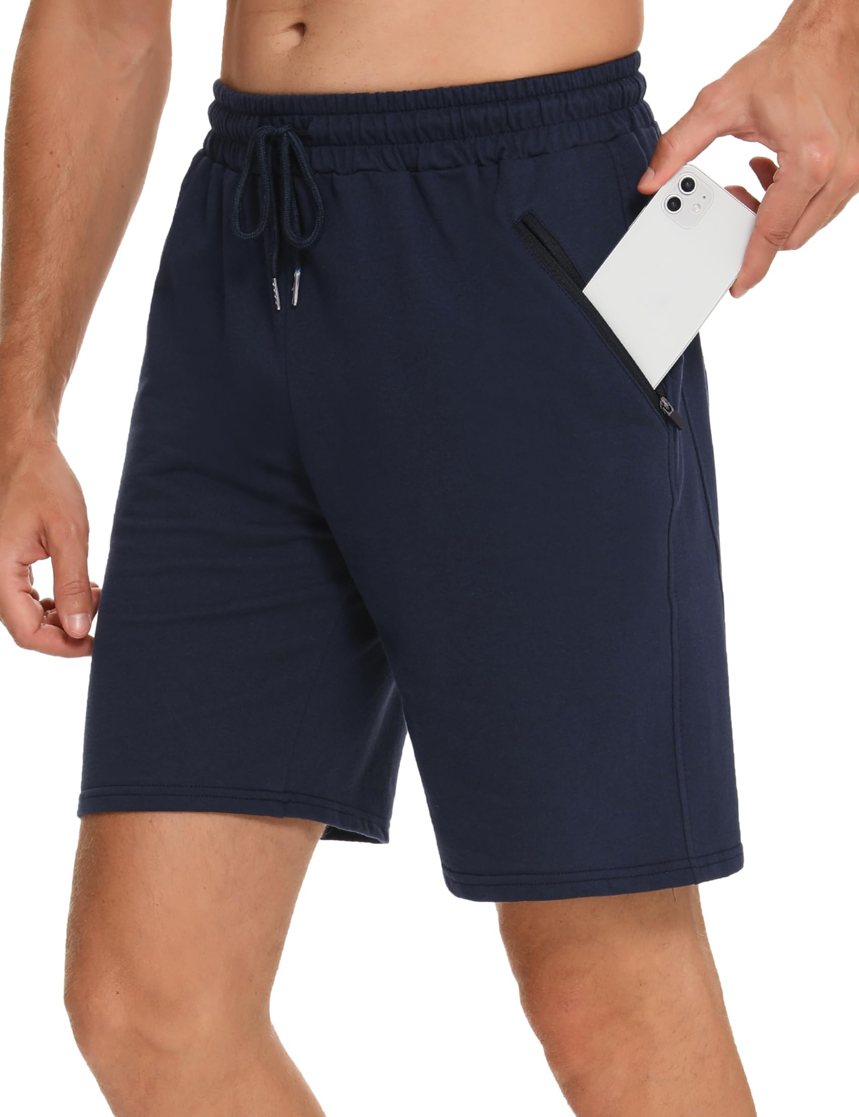 Wayleb Kurze Hosen Herren Sommer Sporthose Activewear Jogginghose Leicht Sport Kurzhose Casual Freizeit Shorts Baumwolle Sweathose mit ReißVerschluss Taschen S-XXL