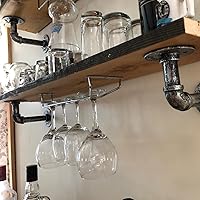 Vista 5 de Estante para copas de vino de 14 pulgadas, soporte para copas de vino bajo gabinete de acero inoxidable con acabado cromado - soporte colgante