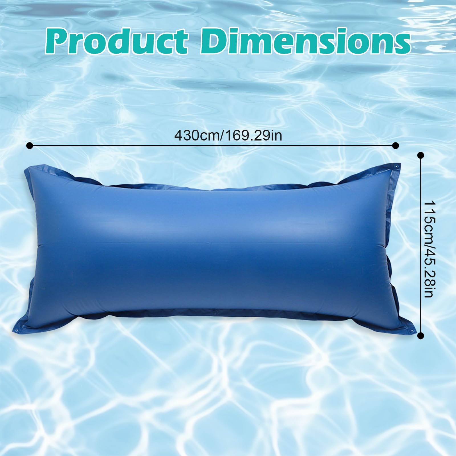 4M Poolkissen Rechteckig Set Luftkissen zur Poolabdeckung, Pool Abdeckung Schutz für Runde und Eckig 3.2-7.5x 5.5-8.6m, Pool Überdachung Abdeckung Winter mit Doppelnaht Sicherheitsventil&10m Seil