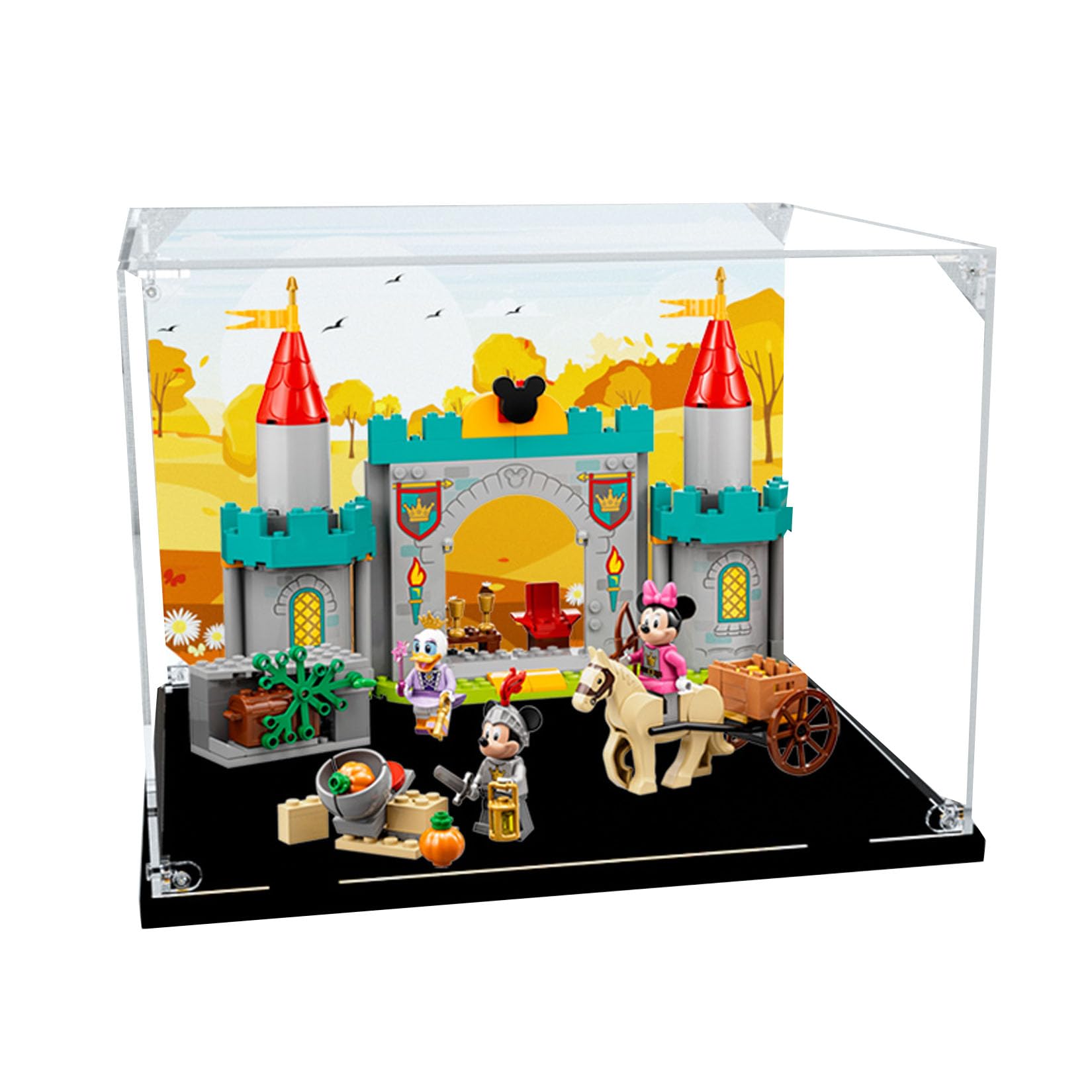 Akrylowe etui do Lego 10780 Disney Mickey & Friends Castle Defenders Model - pyłoszczelne pudełko do przechowywania anty-UV dla kolekcjonerów (tło 3 mm)