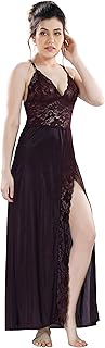 romaisa Women's Satin Solid Maxi Length Nightgown (Size - Free Size)-picture-12
