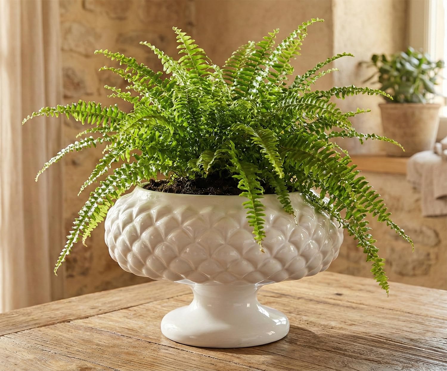 Table maîtresse céramique blanche GIC793 style sicilien chic