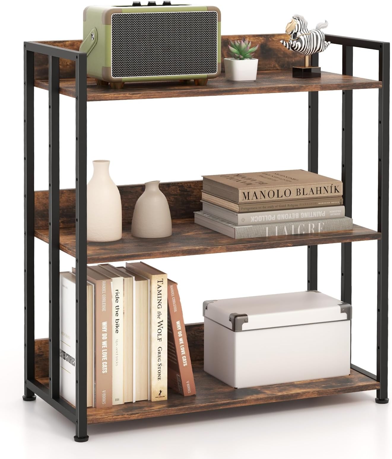 Amazon.com: Giantex 3-Tier Bookshelf, Industrial 32" Tall Small Book ...