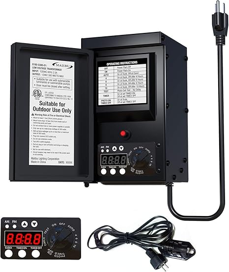 Malibu 300 Watt Transformer With Timer And Sunlight Sensor For Low Voltage Landscape Lighting 120v Input 12v Outdoor Malibu 300 Watt Transformer With Timer And Sunlight Sensor For Low Voltage Landscape Lighting 120v Input 12v Outdoor