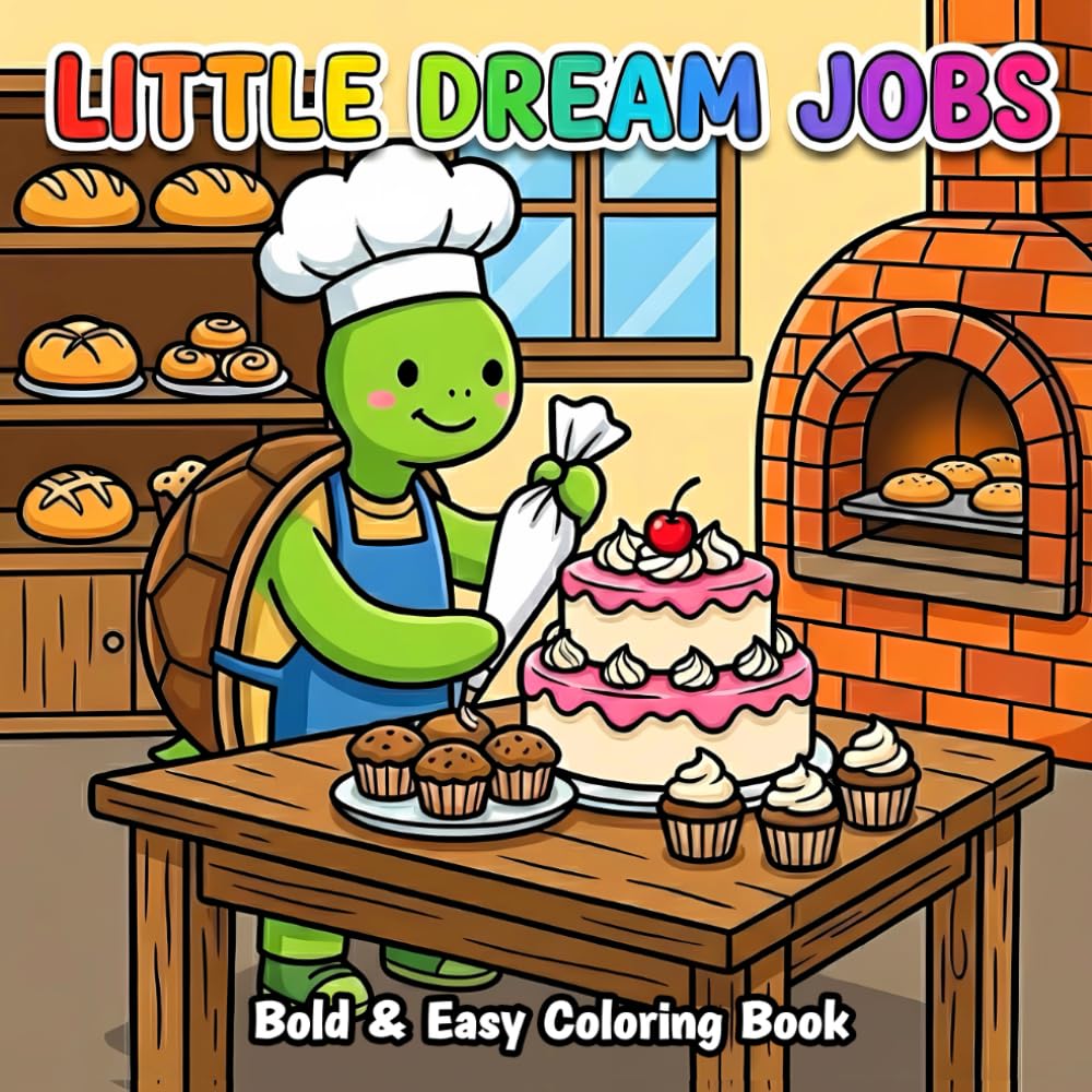 Little Dream Jobs Coloring Book: Cute Working Animals in Cozy Job Scenes Coloring Book for For Kids Teens and Adults
