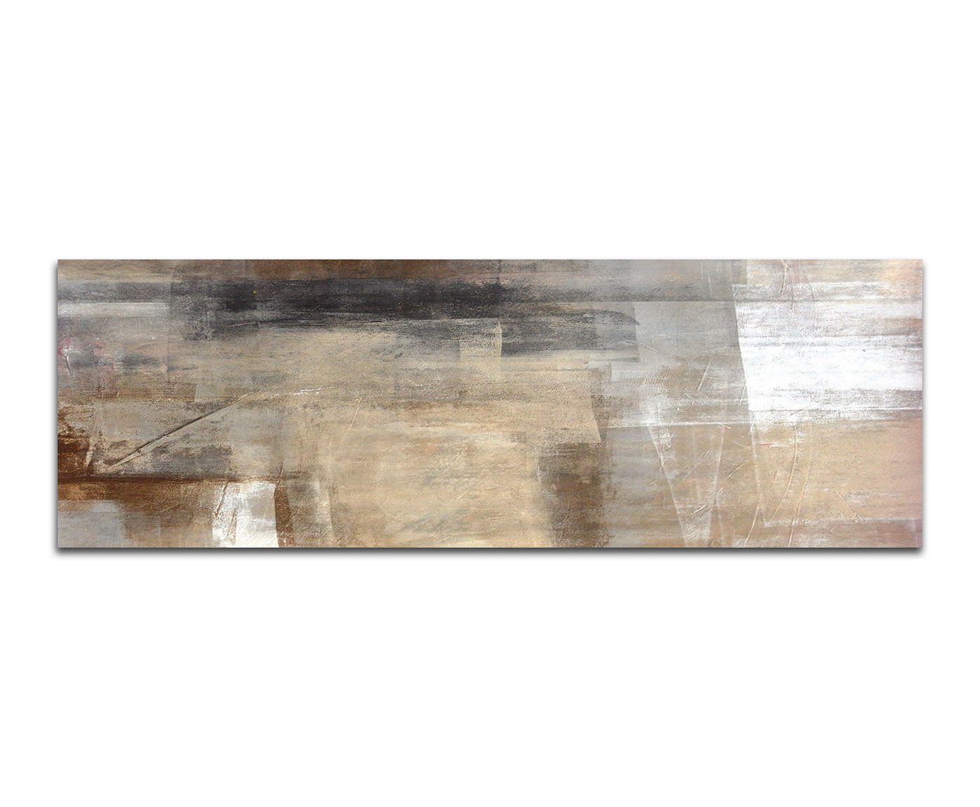Paul Sinus Art Panoramabild XXL auf Leinwand und Keilrahmen 180x70cm Malerei Kunstwerk abstrakt braun beige
