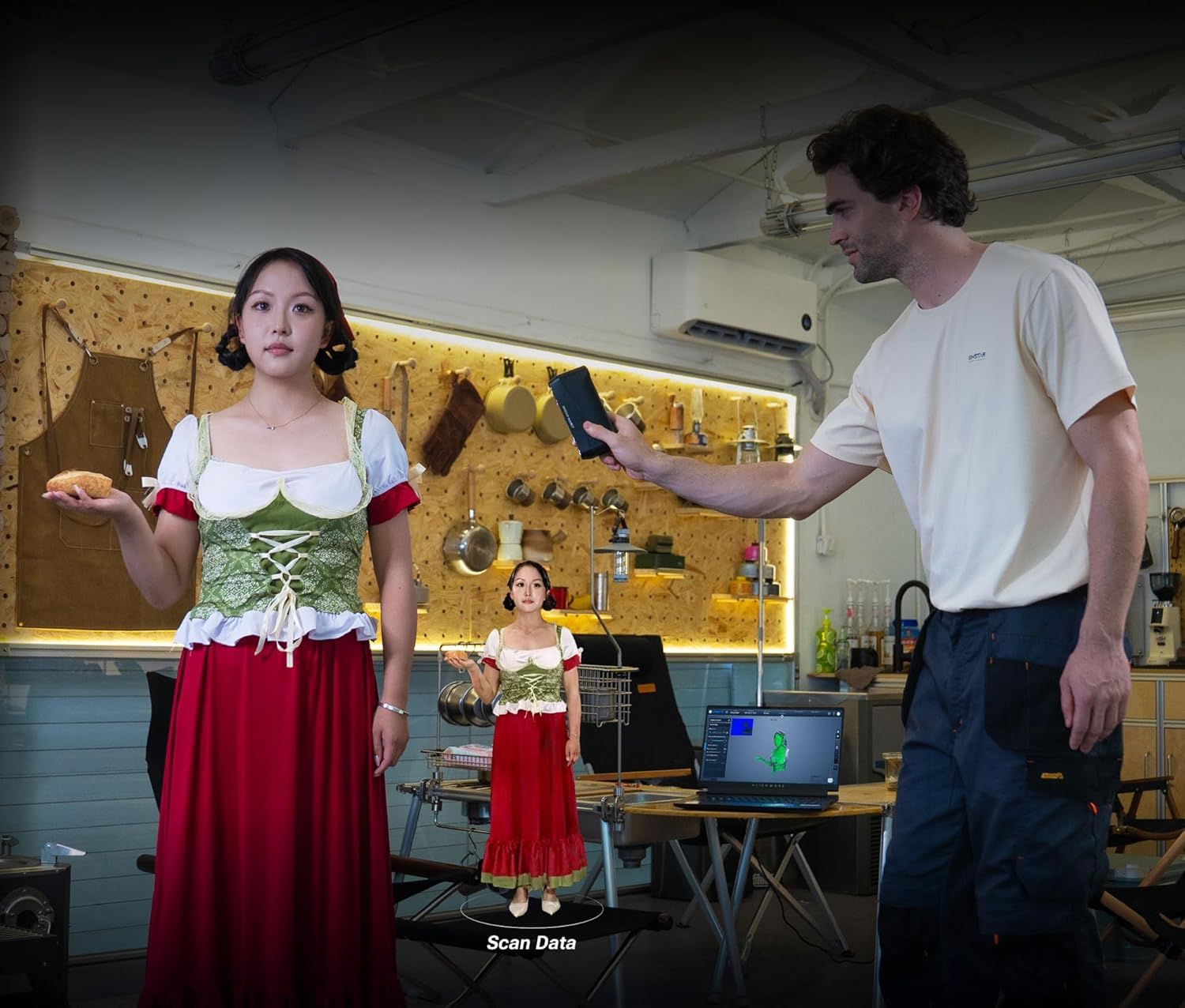 einstar rockit wireless handheld 3d scanner for 3d printing – dual light source, 38 blue laser lines, 7 parallel laser lines, 0.05mm hd resolution, hybrid alignment, ir vcsel outdoor scanning