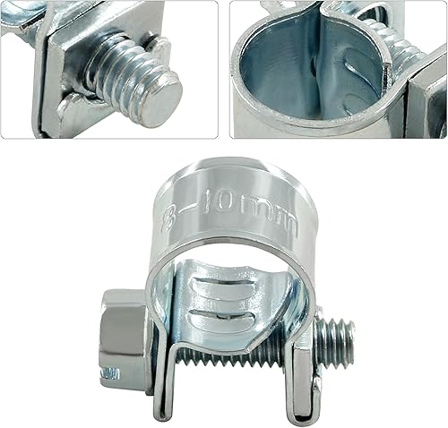 Vista 13 de Abrazadera de tubo ajustable de acero inoxidable para tubería de combustible (0.23 a 0.31 pulgadas), abrazadera de tubo ajustable para tubería