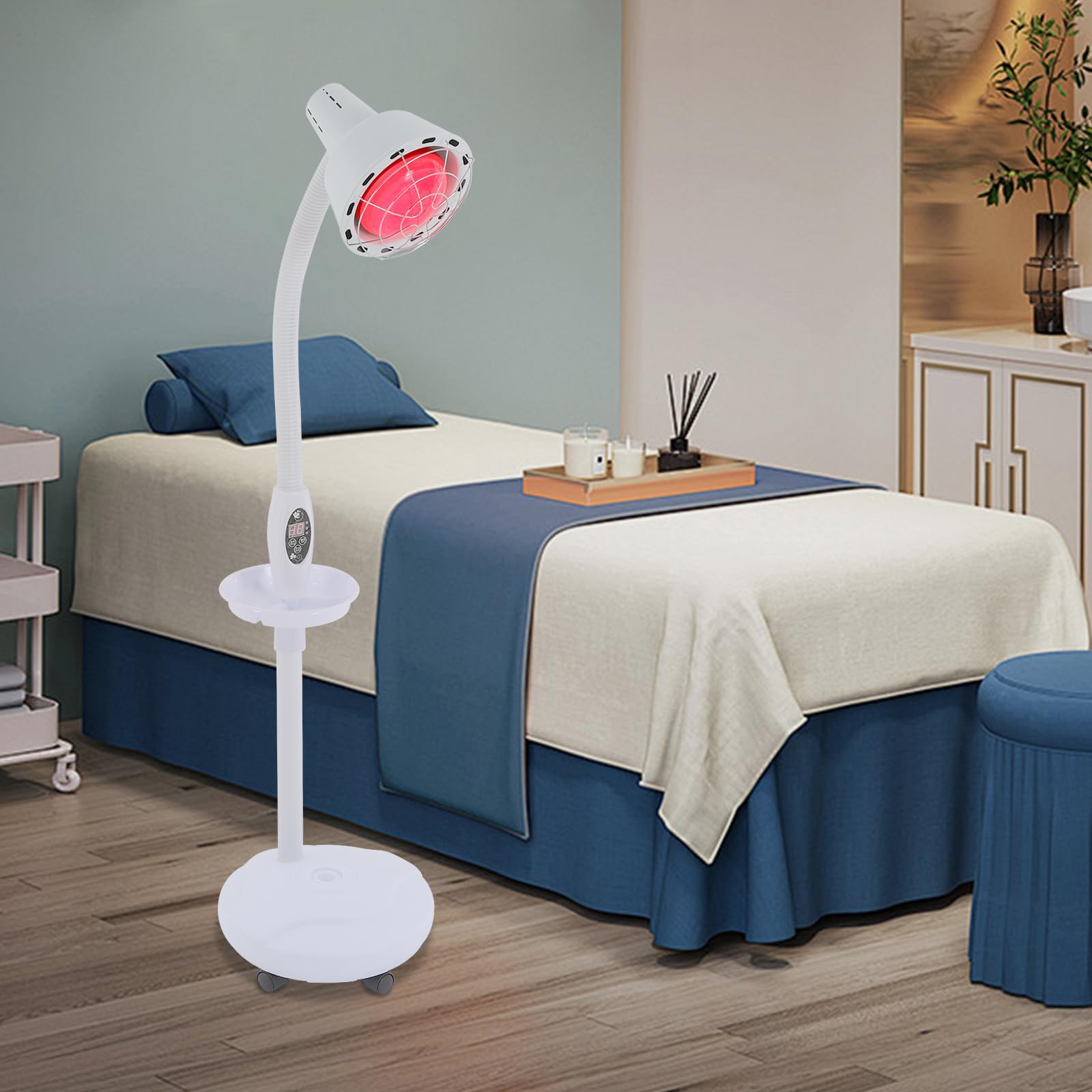 Lámpara de calor por infrarrojos lejanos, lámpara de calor por infrarrojos para el tratamiento del dolor, hogar, clínica y salón, ajustable, 275 W, con mando a distancia para músculos y