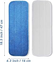 Vista 2 de Almohadillas de microfibra para trapeador, 18.5 x 6.3 pulgadas, reutilizables y lavables, repuesto de almohadilla para mopa doméstica húmeda y seca