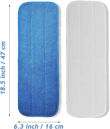 Miniatura 2 de Almohadillas de microfibra para trapeador, 18.5 x 6.3 pulgadas, reutilizables y lavables, repuesto de almohadilla para mopa doméstica húmeda y seca,