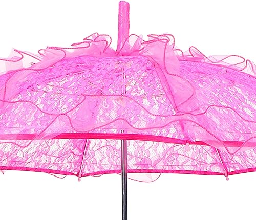 Miniatura 7 de Sombrilla de encaje, decoración de boda, sombrilla de encaje plegable de 22.2 x 22.2 pulgadas, sombrilla de tela de encaje plegable para bodas para