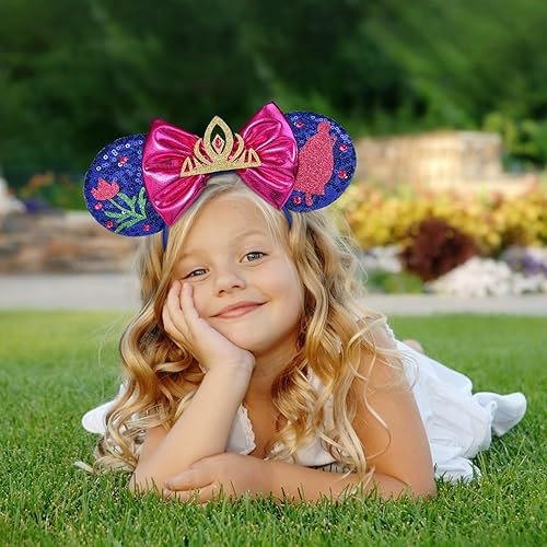 Miniatura 6 de Diadema de orejas de ratón de lentejuelas, orejas de ratón, orejas de parque, diadema de orejas de ratón clásicas de oro rosa brillante para mujeres