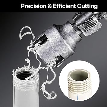 2PCS PVC Pipe Threader Tool Set, 1/2 & 3/4 Internal & External Thread Cutter | Heavy-Duty Alloy Steel, Drill-Compatible PVC Pipe Tool for Plumbing & DIY