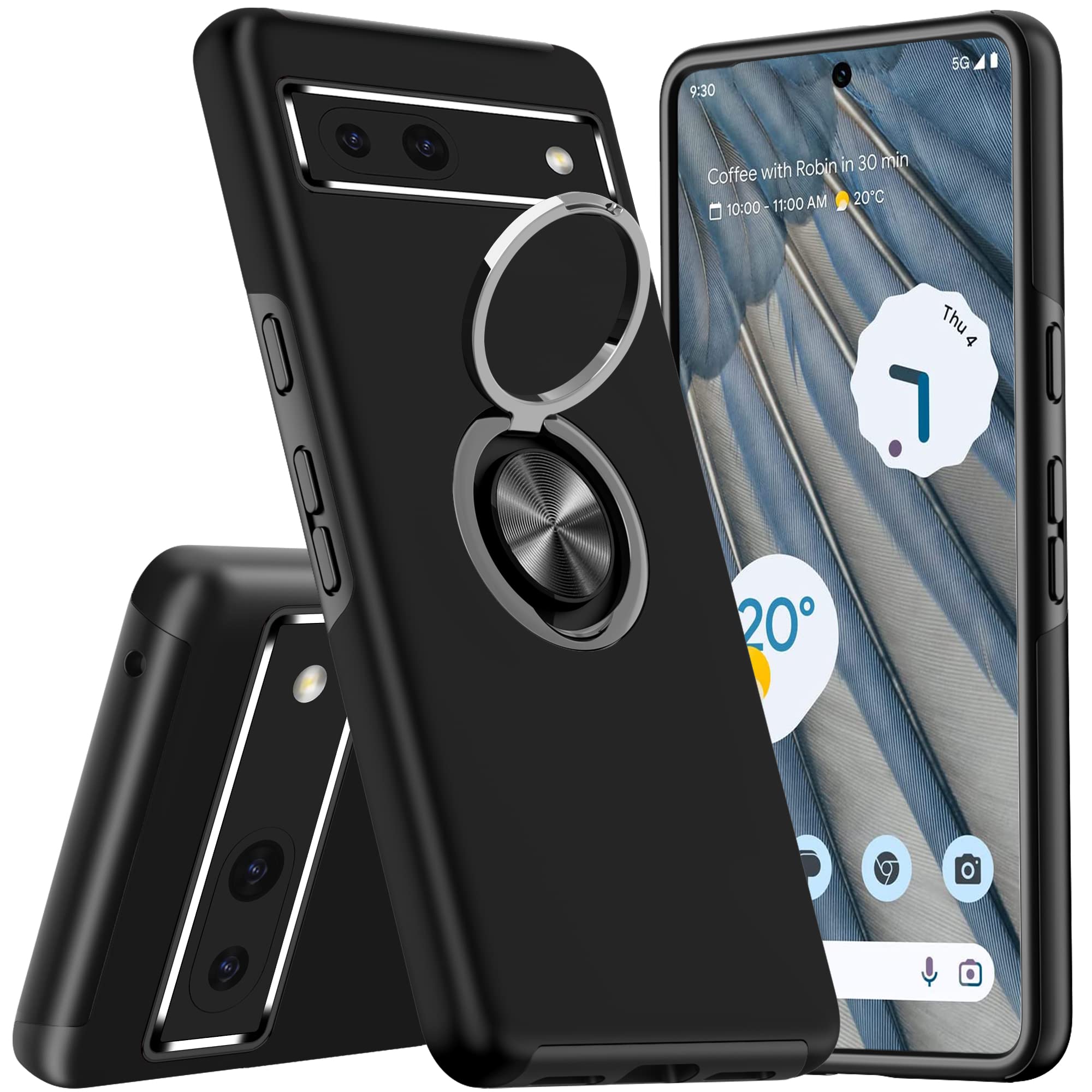 TUUTPU Cover Magnetica per Google Pixel 7A Comaptibile con Magsafe, Custodia Traslucida Opaca Posteriore Hard PC con Bumper Silicone TPU Ultra Sottile Antiurto Protettiva Caso, Nero