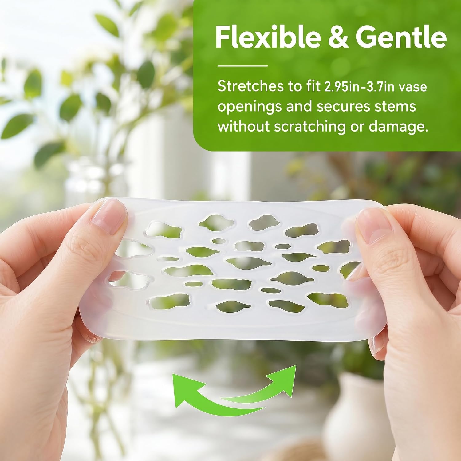 SUBENJI 4-Pack Silicone Flower Grid Arranger with Ribbons for DIY Vases | Premium Florist Starter Kit,fit 2.95"-3.7" vases,satin ribbons,Stretches,alternative to floral foam,easy DIY arrangements