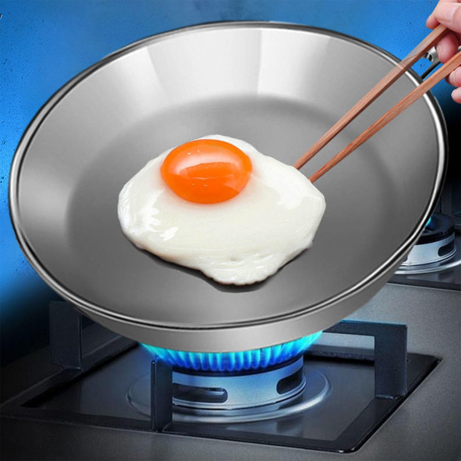 Nikou Sartén de acero inoxidable 316, revestimiento antiadherente, ideal para filetes, huevos, panqueques, cocina casera, 28 cm, resistente, color plateado