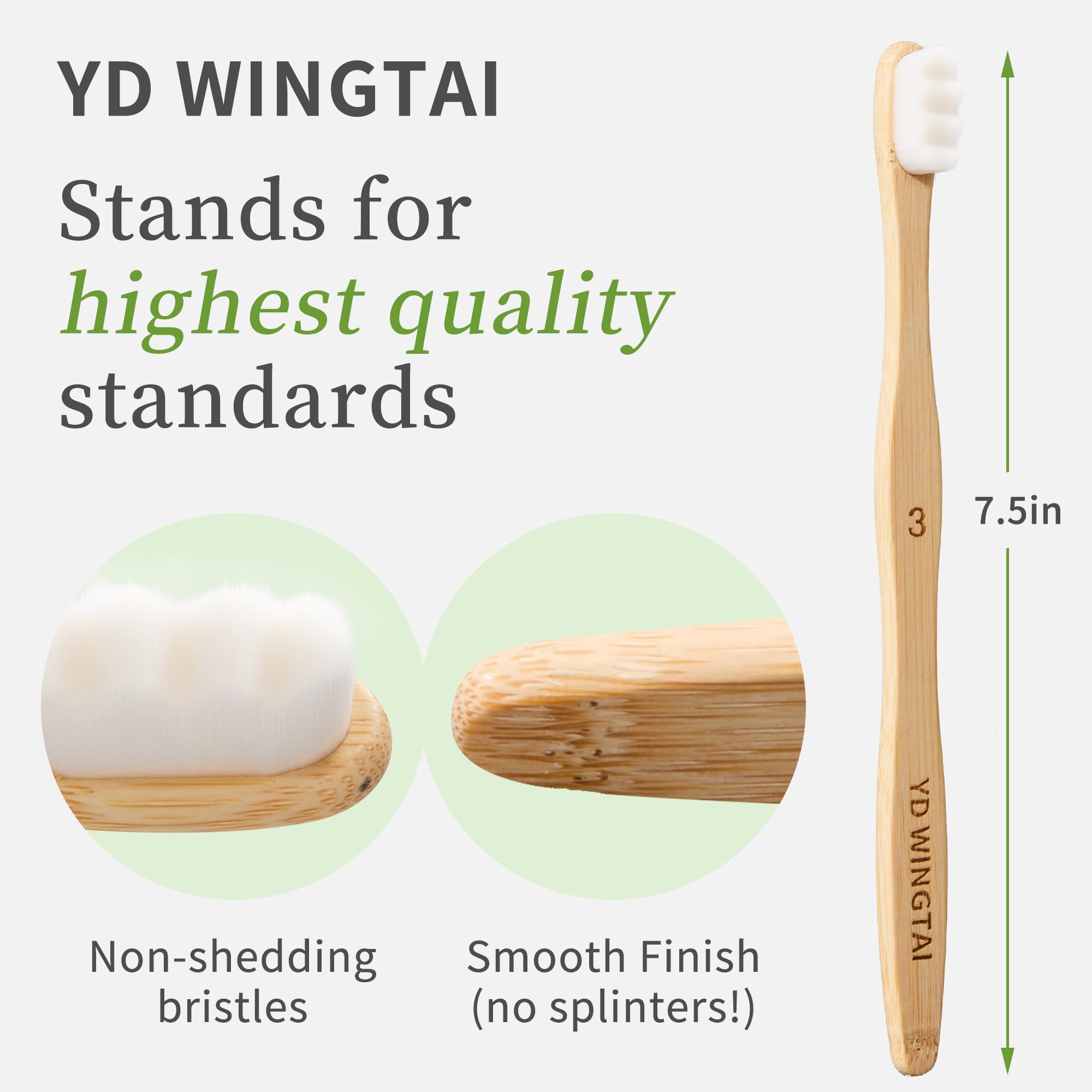 Cepillo de dientes de bambú con cerdas sin BPA, mango biodegradable, diseño ergonómico, paquete de 12 unidades, juego de cuidado bucal de madera natural para adultos