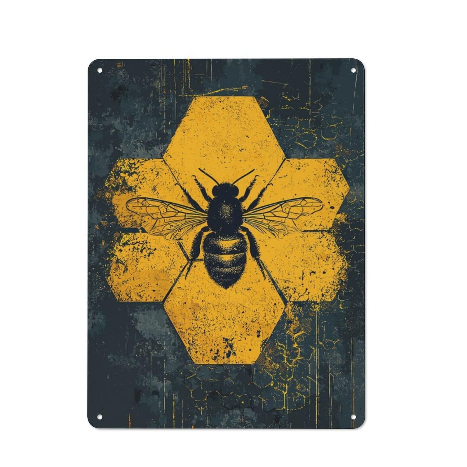 Junmoney Bee And Honeycomb Rustic Metal Sign 40X30cm For Lounge Or Reading Corner, For Reading Corner Decorators