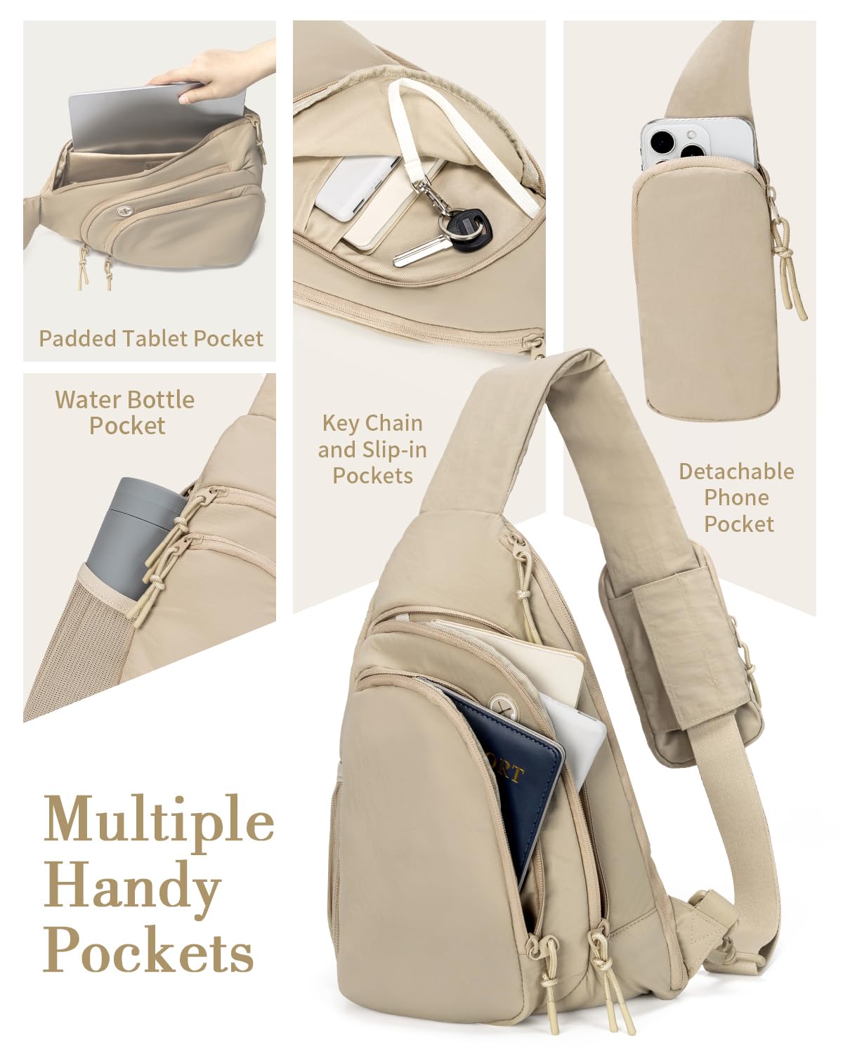 Zaino Monospalla Donna Uomo Marsupio Tracolla con Tasca Bloccante RFID Borsello Tracolla Sling Bag con Porta Tablet