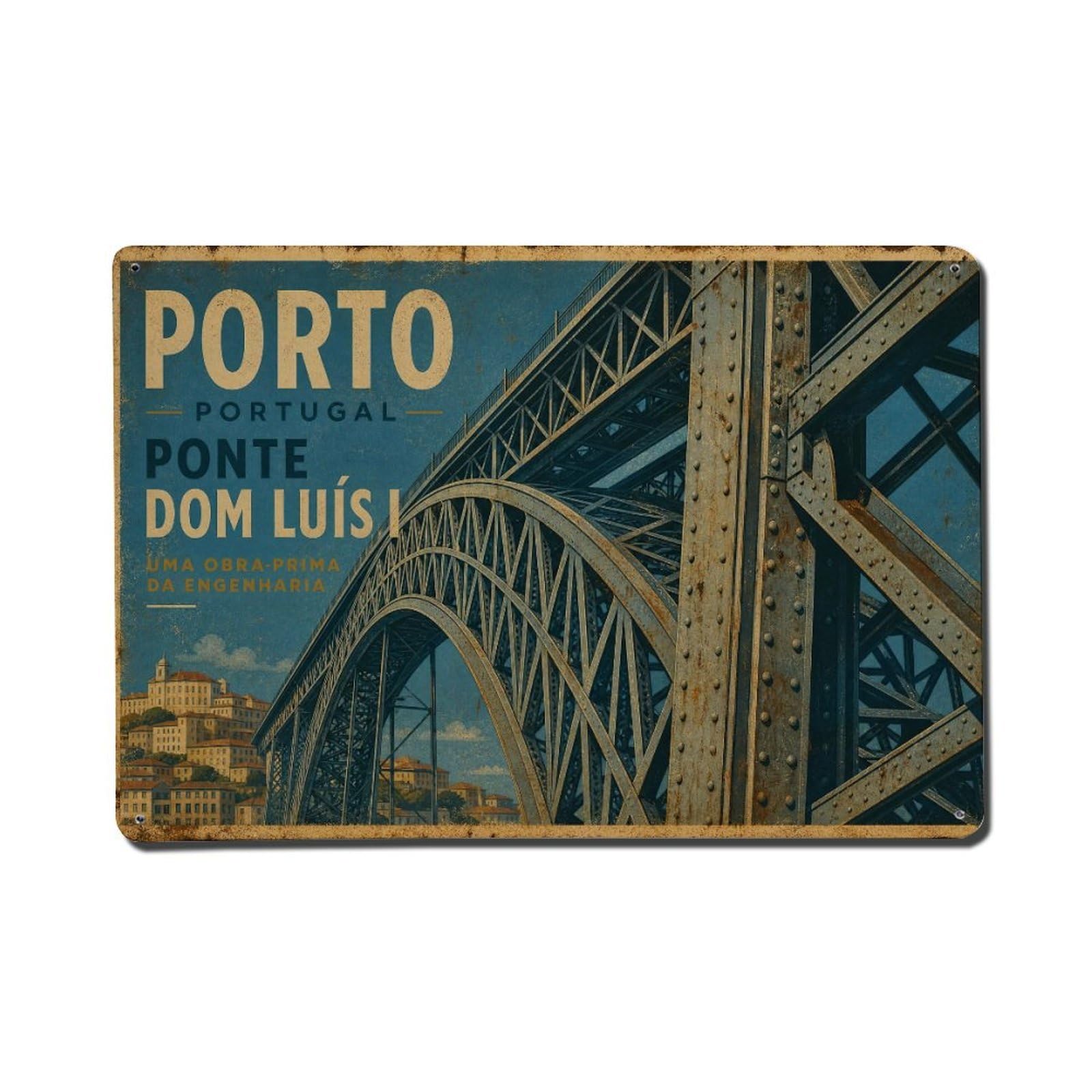 Metal Tin Sign Dom Luis Portugal Vintage Travel