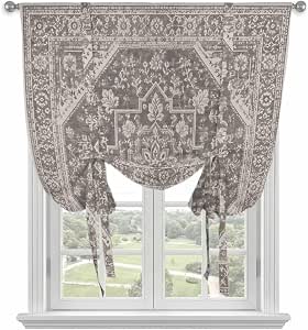 Amazon.com: Qklasnbdtg Grey Boho Tie Up Curtains for Kitchen Windows ...