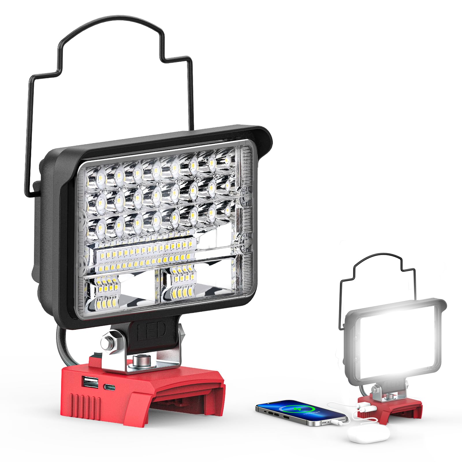LED Work Light Compatible with Milwaukee 18V Battery, 128W 12800LM