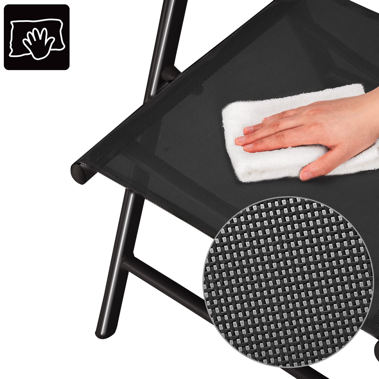 CASARIA® Sillas de Jardín Plegables Set de 2 Respaldo Alto Ajustable en 8 Posiciones Reclinables Aluminio Resistentes Intemperie Carga 120Kg Estables Exterior Terraza Balcón