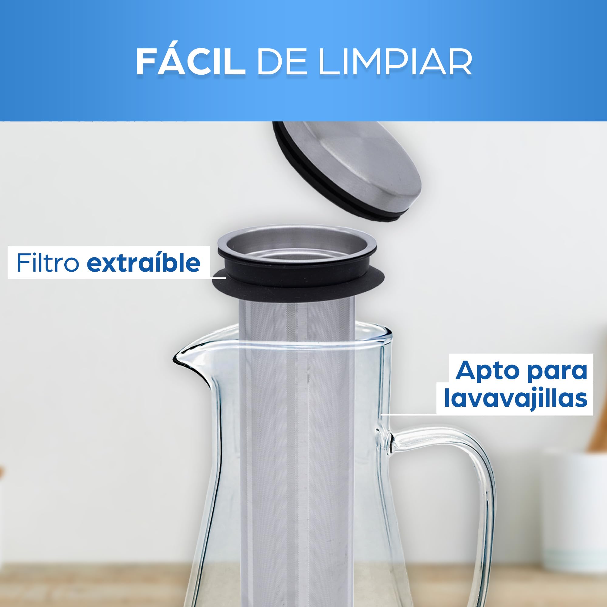 ORINKO® Jarra Cristal con Tapa 1,6L - Jarra de Agua Cristal para Infusiones - Ideal para Té, Limonada y Sangría - Jarra de Vidrio para Nevera - Diseño Elegante y Práctico para el Hogar
