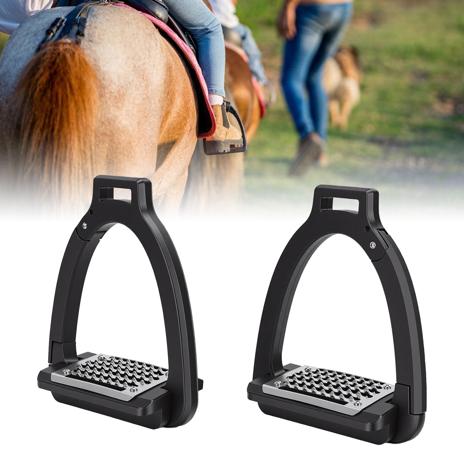 HEEPDD Estribos para Caballo, Apertura Lateral y Almohadillas Antideslizantes, estribos de aleación Ligera para Entrenamiento equino, Doma clásica y Salto
