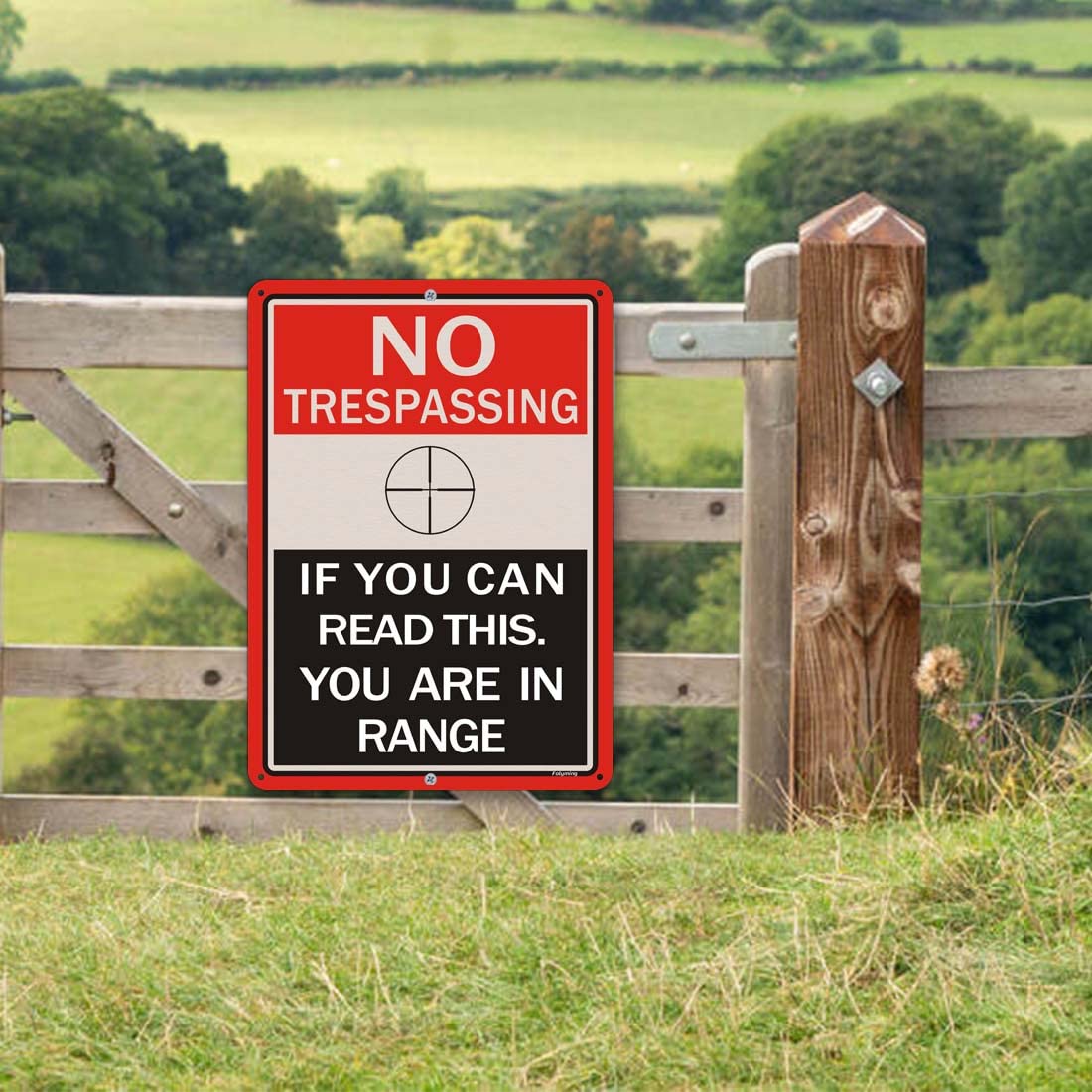 No Trespassing Schild – Wenn Du Das Lesen Kannst, Bist Du In Reichweite | Reflektierendes Aluminiumschild | 35,6x25,4 Cm | Wetterfest & Robust