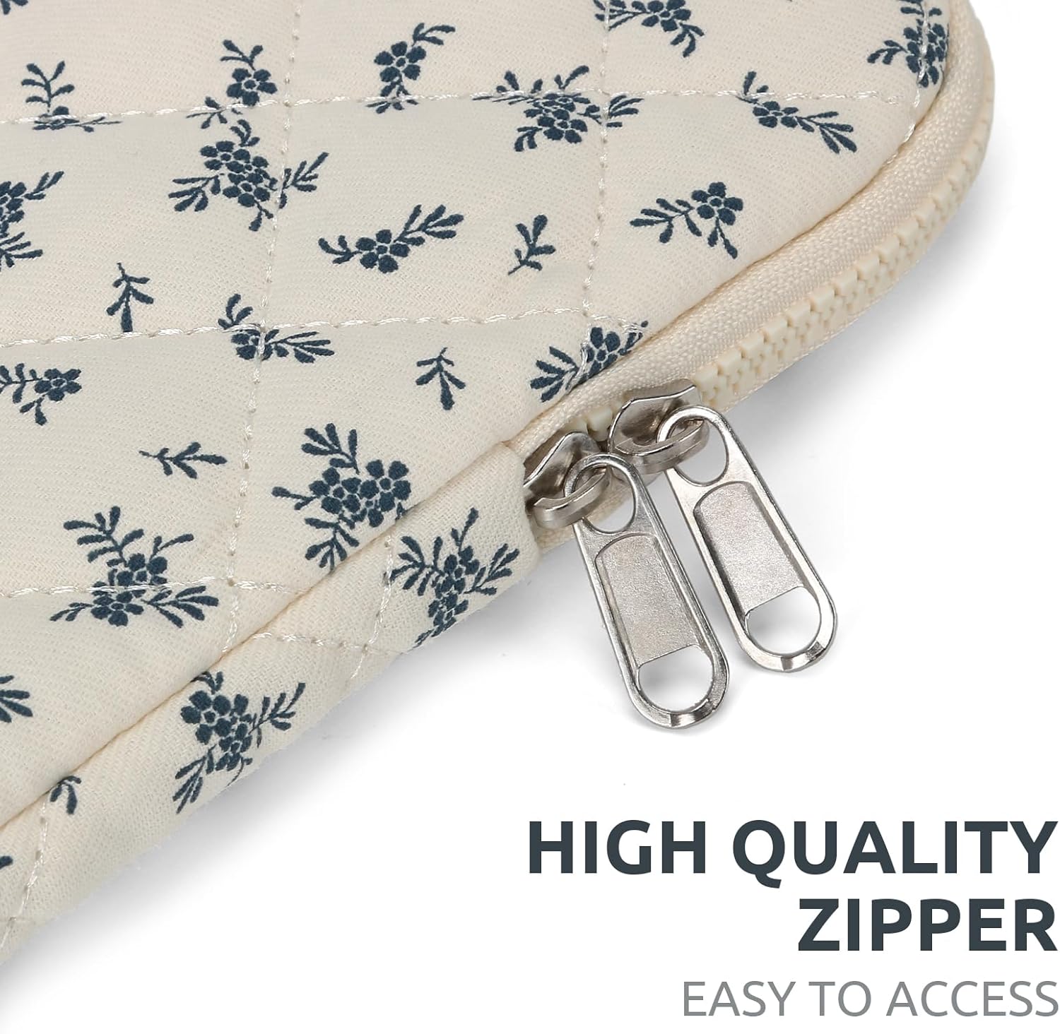 Puffy Laptop Sleeve 13-15.6 Inch Cute Quilted Laptop Protective Case Padded Floral Computer Sleeve for MacBook (A-Light Blue, 13 Inch) - Image 6