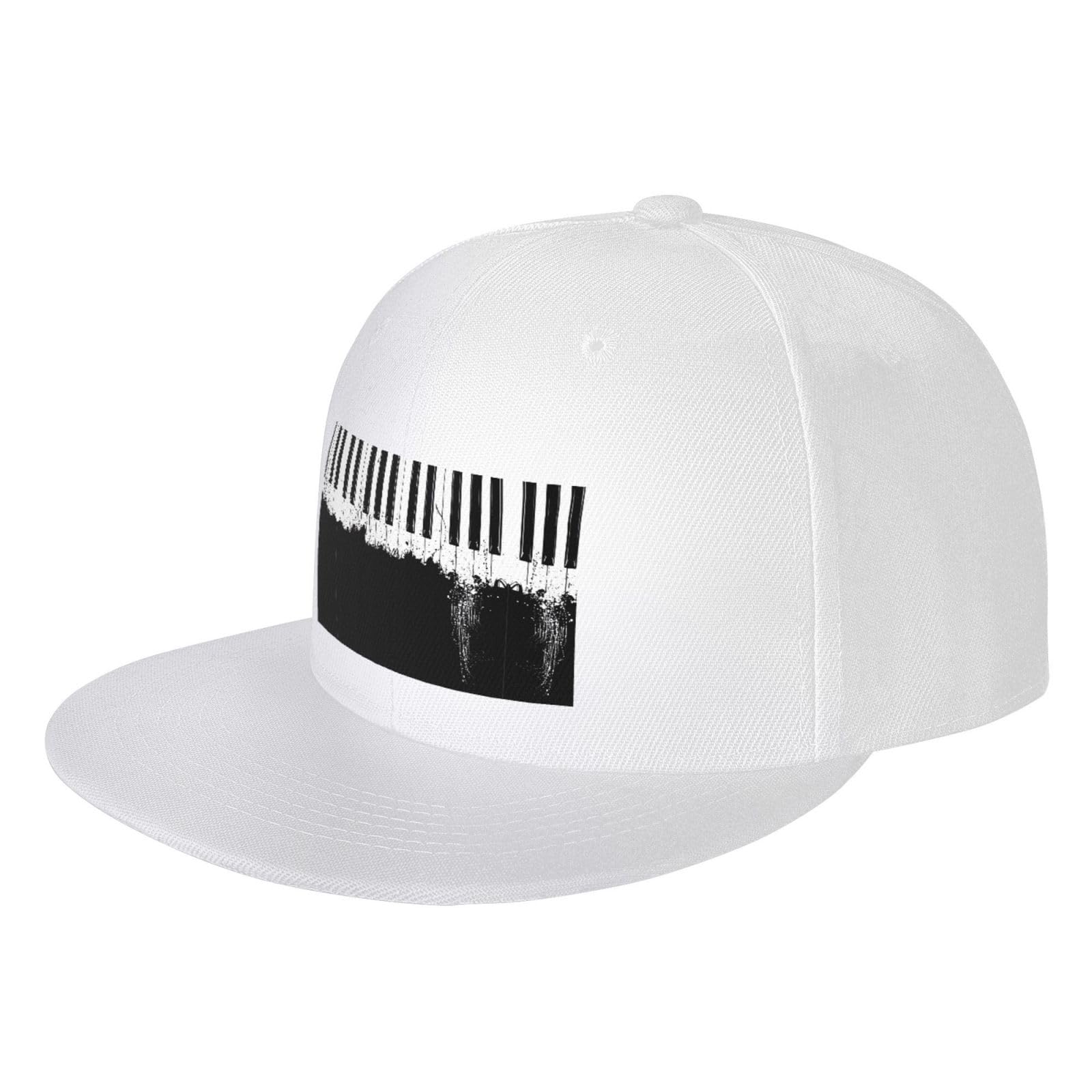 DRTGEDS Piano Custom Baseball Cap with Image,Men's Hat,Snapback Flat Brim Baseball Cap, White, One size