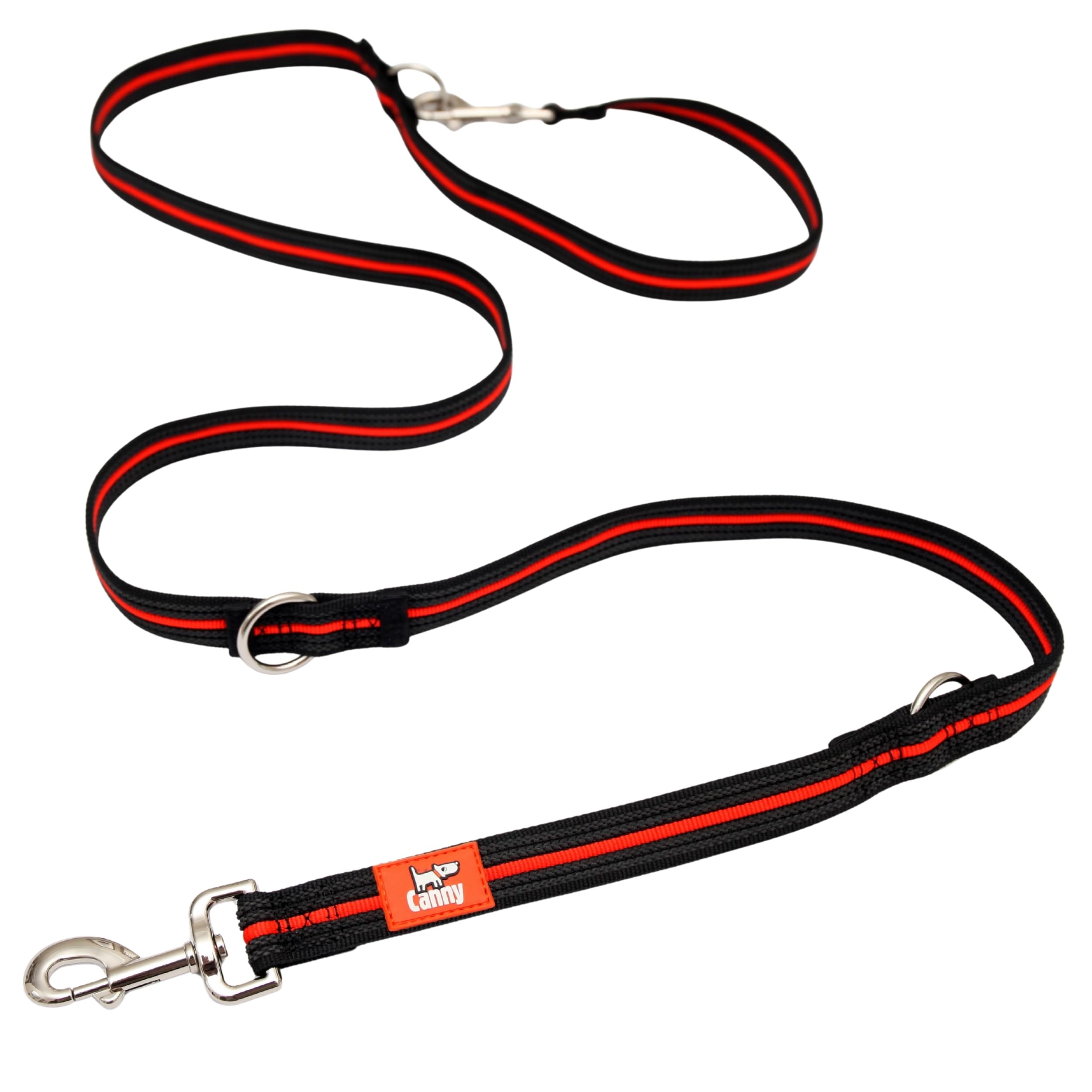 Canny Training Lead | Double Clip Dog Lead, Rubberised Slip-Resistant Grip, Heavy Duty | Waterproof, Wipe Clean, All Weather Durable | Adjustable Length, 180cm