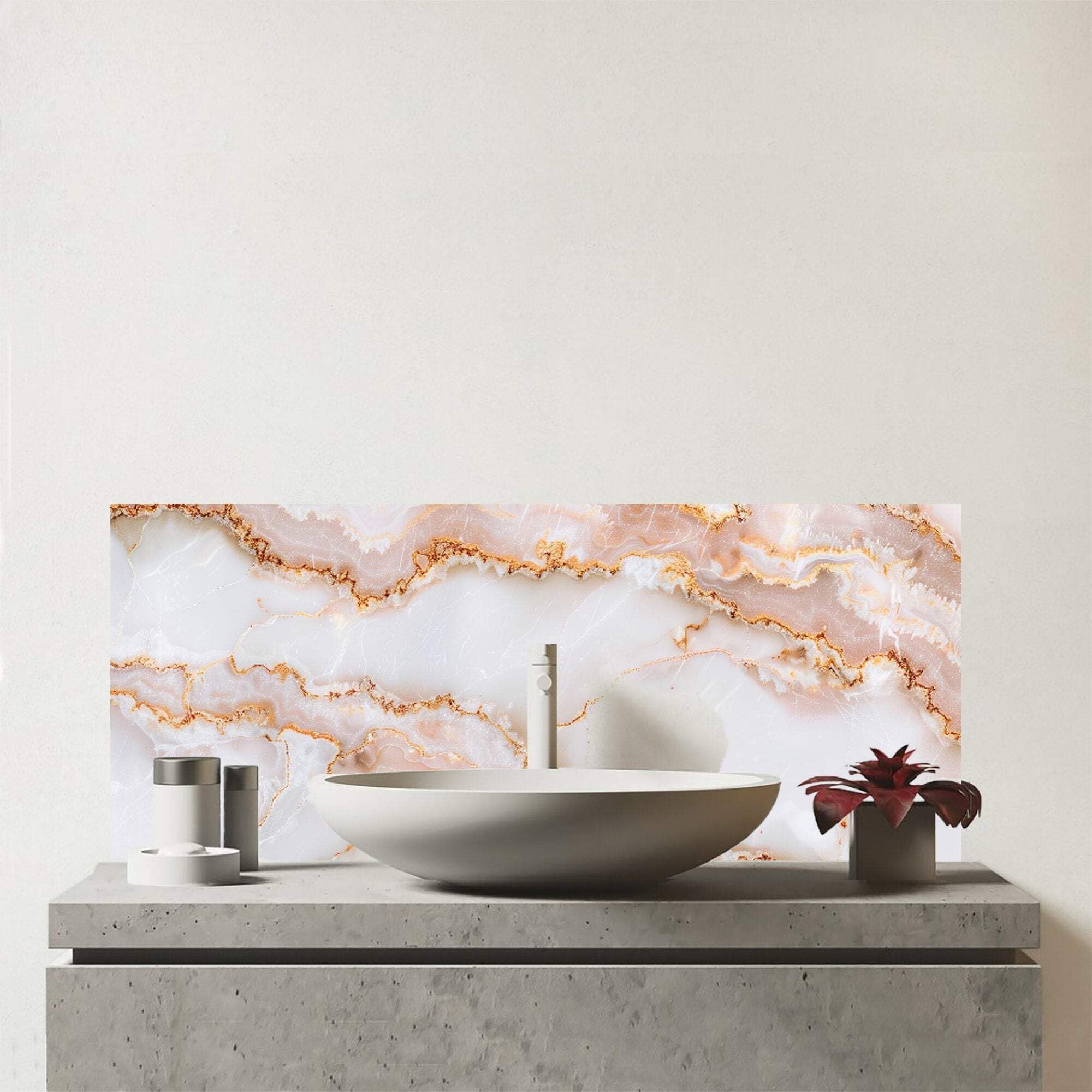 Warren Reed Peach Quartz Effect Bathroom Splashback - 25 x 60cm - Toughened Glass